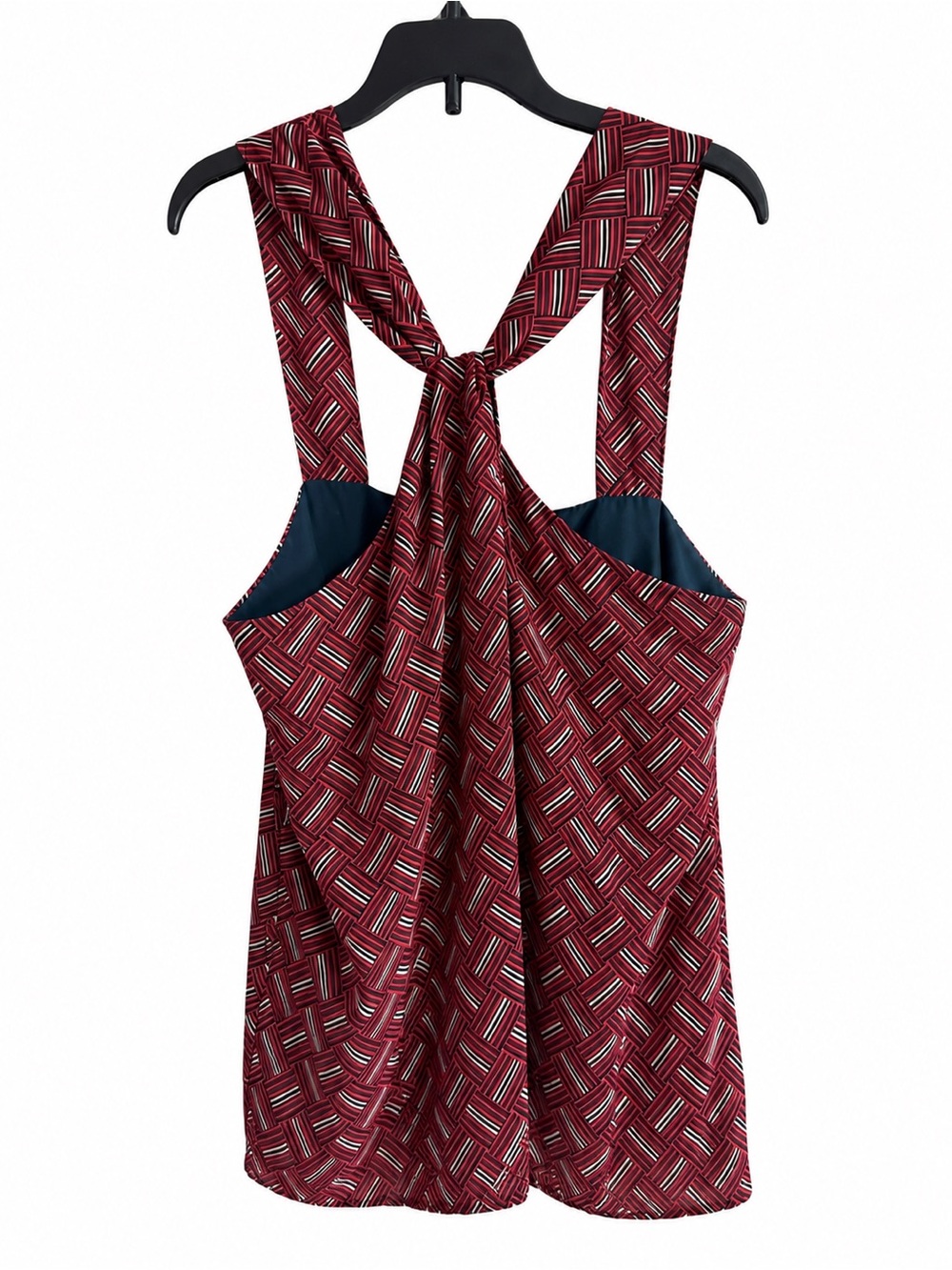 Banana Republic Red Geometric Tie-Back Sleeveless Blouse